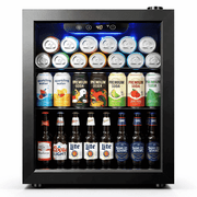 Simzlife 68 Can Beverage Refrigerator, 1.9 Cu.ft Beverage Cooler with Glass Door, Mini Fridge for Home/Office/Bar,Black