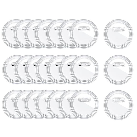 New Arrivals 3 Inch Acrylic Button Pins Clear Plastic Badges Pin Craft with Blank Photo Buttons Pin, 25 Pack