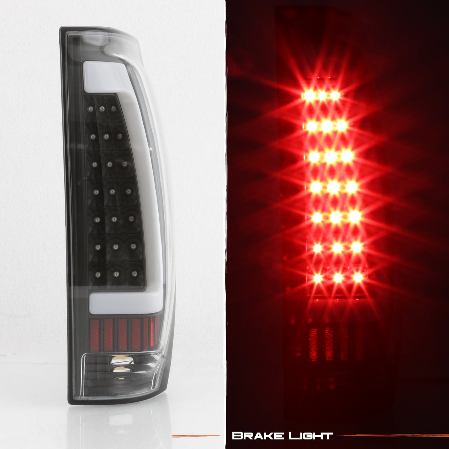 AKKON - Fits 2002-2006 Chevy Avalanche 1500 2500 LED [Tube Bar] Black Tail Lights Brake Lamp Left+Right Pair 03 04 05