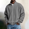 thumbnail image 2 of KyCheLot Mens Full Zip up Sweatshirt Long Sleeve Mock Neck Textured Pullover Loose Drop Shoulder Outwear, 2 of 6