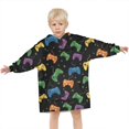 thumbnail image 3 of Multicolor Controllers Games Icons Black Pattern Blanket Hoodies for Kids 6-13YR Oversize Wearable Blanket Hoodies for Boys Girls Teens, 3 of 7