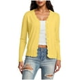 thumbnail image 2 of BiZtdJrK Mother's Day Gifts! Women's Button Down Knit Shrugs Sweater Solid Casual Long Sleeve V-Neck Cardigans Fall Going Out Tops Yellow S, 2 of 9