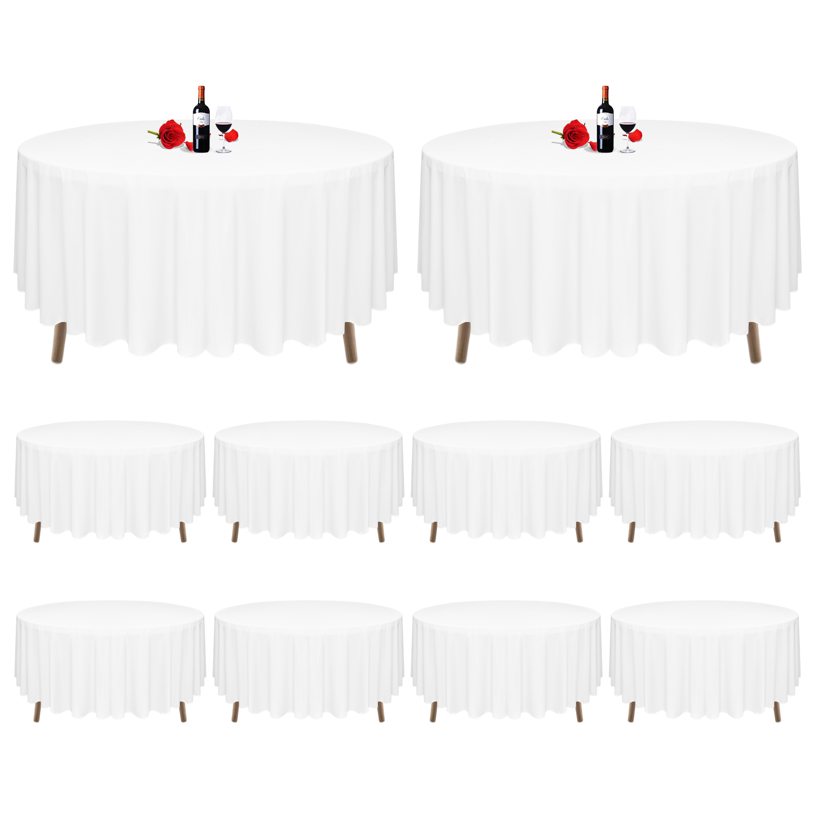 10 Pack White Tablecloth 60 x102 Inch Polyester Table Clothes for 6