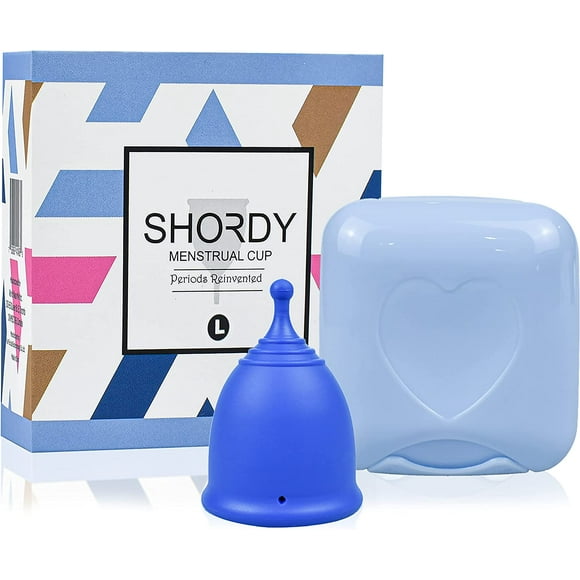 SHORDY Coupe Menstruelle (Bleue), Pack Unique (Grande) avec Boîte