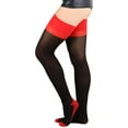 thumbnail image 2 of ToBeInStyle Women's Two Toned Cuban Heel Stocking - Black/Red - One Size, 2 of 6
