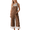 Brown, variant on Womens Boho Lace Patchwork Bib Overalls Casual Adjustable Straps Wide Leg Jumpsuits with Pockets