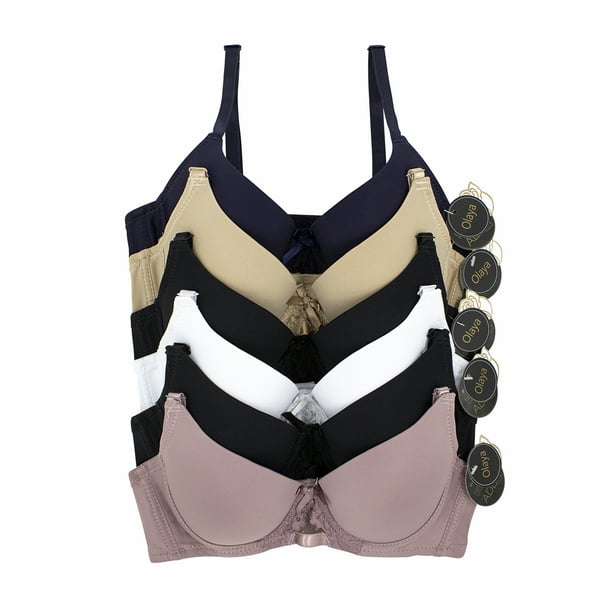 Paquete 6 Brasier Adda Para Dama Liso Básico Con 3 Broches