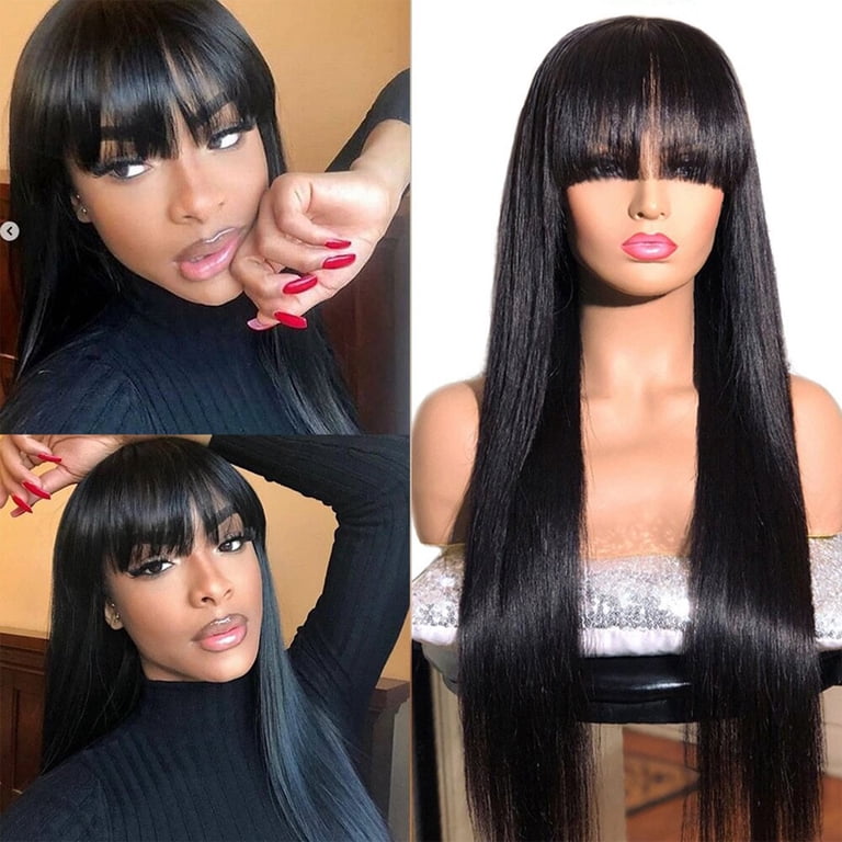 KeirineCC Black Wig with Bangs - Natural Black Wigs for  display picture 3