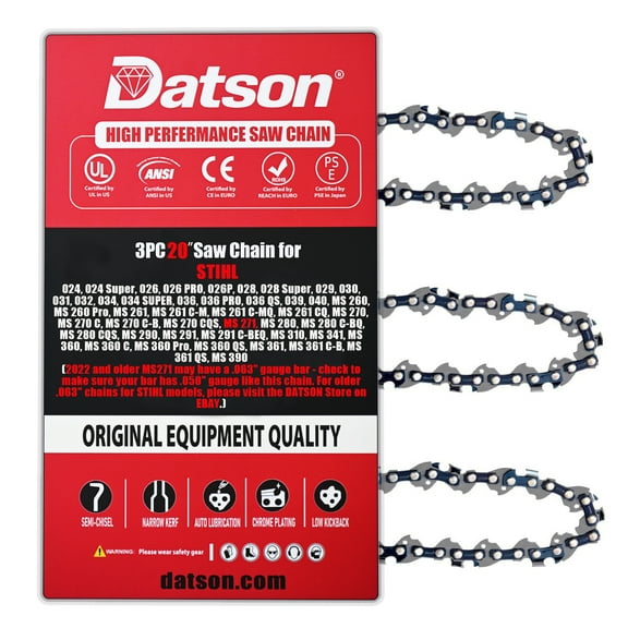 3PACK,20 Inch Chainsaw Chain, .325" Pitch, .050'' Gauge, 81 Drive Links Fit STIHL 024, 024 Super, 026, 026 PRO, 026P, 028, 028 Super, 029, 030, 031, 032, 034, 034 SUPER, 036, 036 PRO, 036 QS, 039