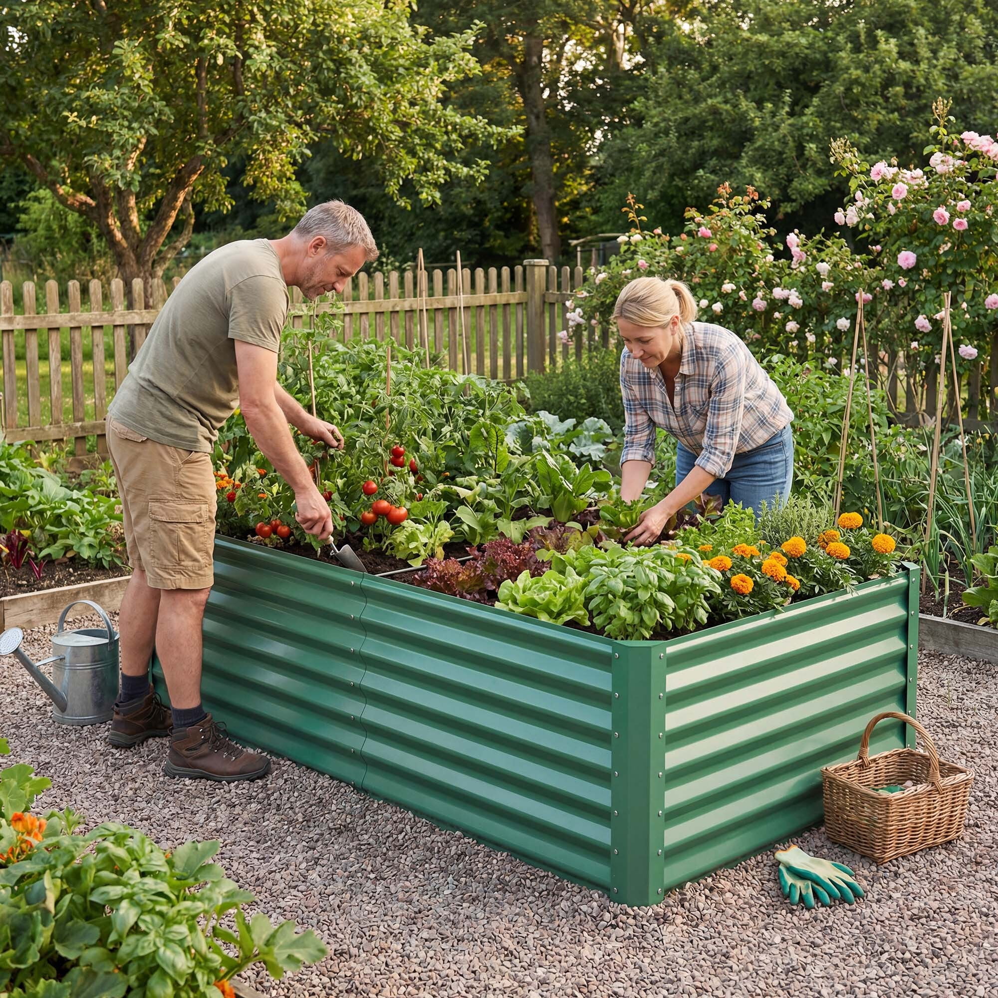 Uforic Galvanized Raised Garden Bed Kit, Metal Planter Box with Gloves, Metal Raised Garden Beds for Vegetables,Green,6x3x3ft