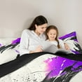 thumbnail image 4 of Manfei Purple Abstract Splatter Bedding Comforter Set 7pcs, Chic Geometric Ombre Queen Bedding Sets, Watercolor Artwork Reversible Queen Sheet Sets, Super Cozy Room Decor, 4 of 7