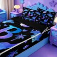 thumbnail image 3 of meiyoeat Watercolor Gradient Monogram B Zipper Full Size Comforter Sets with Fitted Sheet and 2 Pillowcases For Boys,Safari Dinosaur Themed Zipper Bedding Set,Black Reversible,4 Pieces, 3 of 7