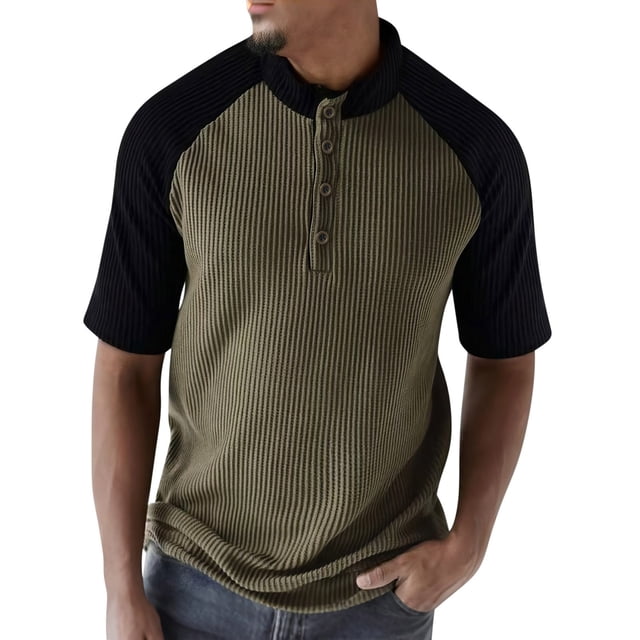 Camisa de Manga Larga Al Aire Libre de la Capa Base de Manga Corta Casual Mangas Raglan Color Bloqueado, de Pie Cuello Superior