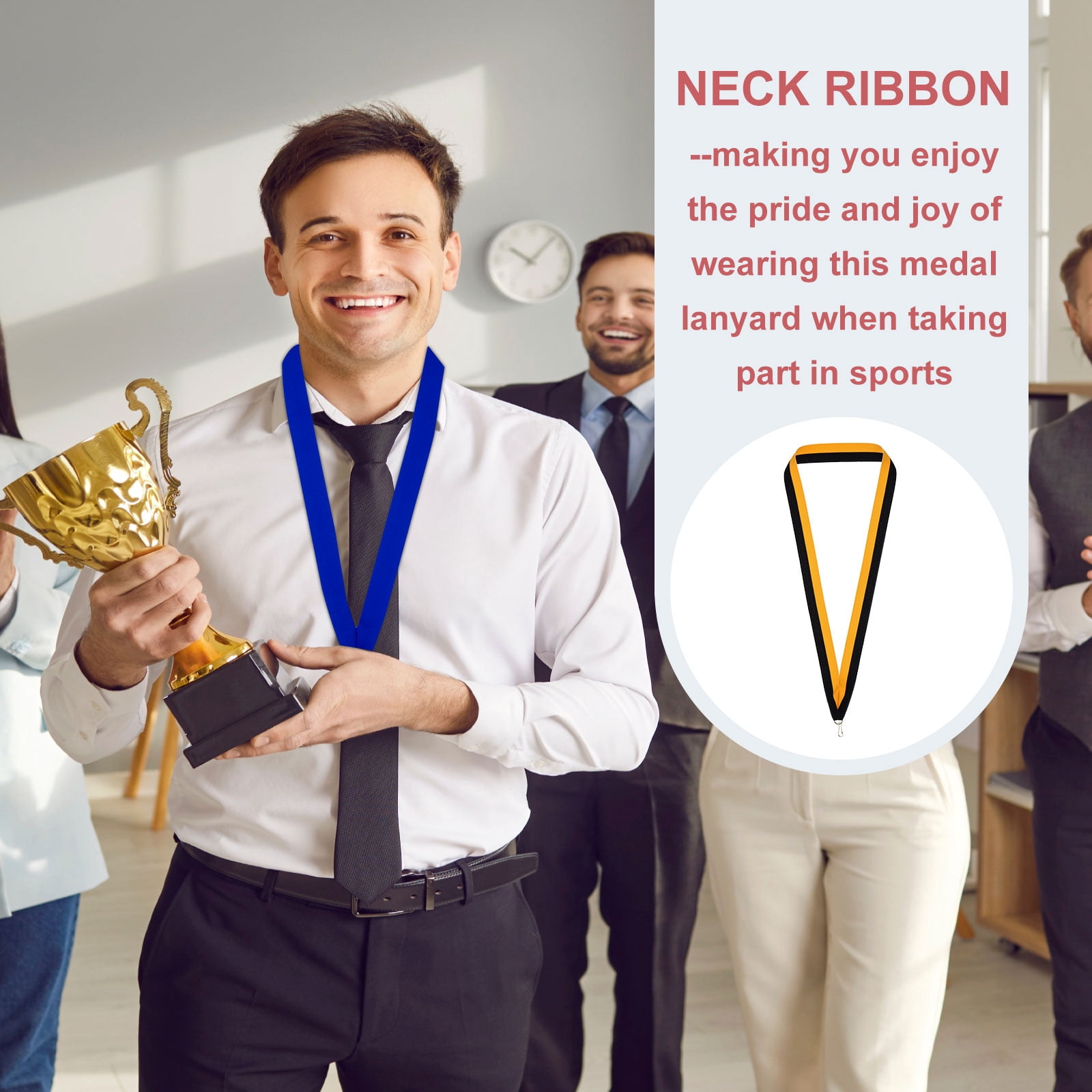 Uxcell 50Pcs Award Neck Ribbons with Snap Clip Medal Lanyards Yellow/Black