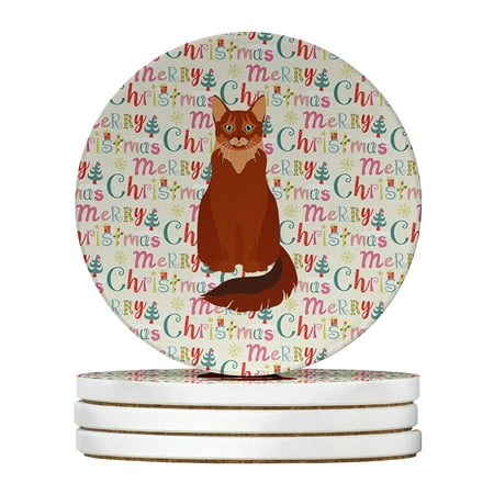 

Somali Cat Christmas Large Sandstone Coasters Pack of 4 4 in x 4 in
