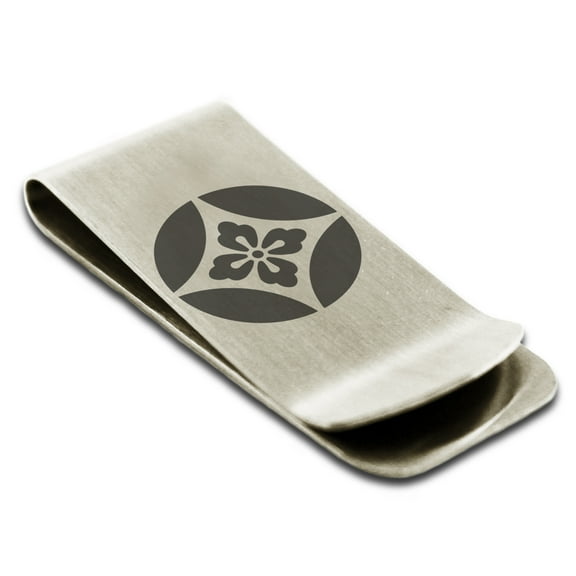 Stainless Steel Takahashi Samurai Crest Engraved Money Clip Credit Card Holder