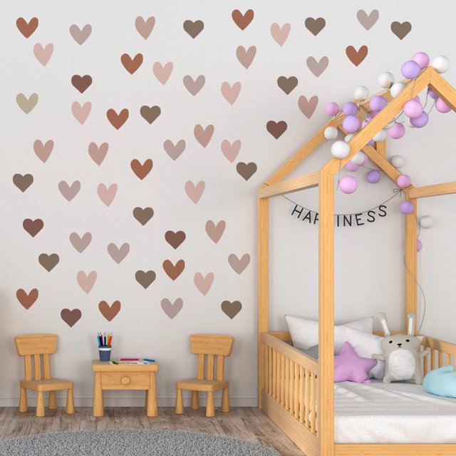 Un conjunto de 36 pegatinas de pared de corazones de amor, decoración de pared para dormitorio, sala de estar, cocina TUNC Sencillez