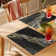 thumbnail image 4 of Black Marble Placemats Set of 4 Gold Abstract Vintage Modern Grey Art Place Mats Indoor Wipeable Table Mats Washable Cloth Dining Table Placemats for Kitchen Holiday Party Home Decor 13x19 Inch, 4 of 9