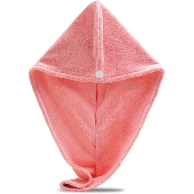 Microfiber Hair Towel Wrap, Hair Turban Towel Super Absorbent Twist Turban Dry Hair Caps with Buttons Bath Loop Fasten Salon Dry Hair Hat - By Exec-U-Gift