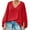 Red, variant on Annhoo Women's Fall Tops Long Sleeve Casual Solid Color V Neck Dressy Shirts Baggy Vacation Casual Blouse Tees