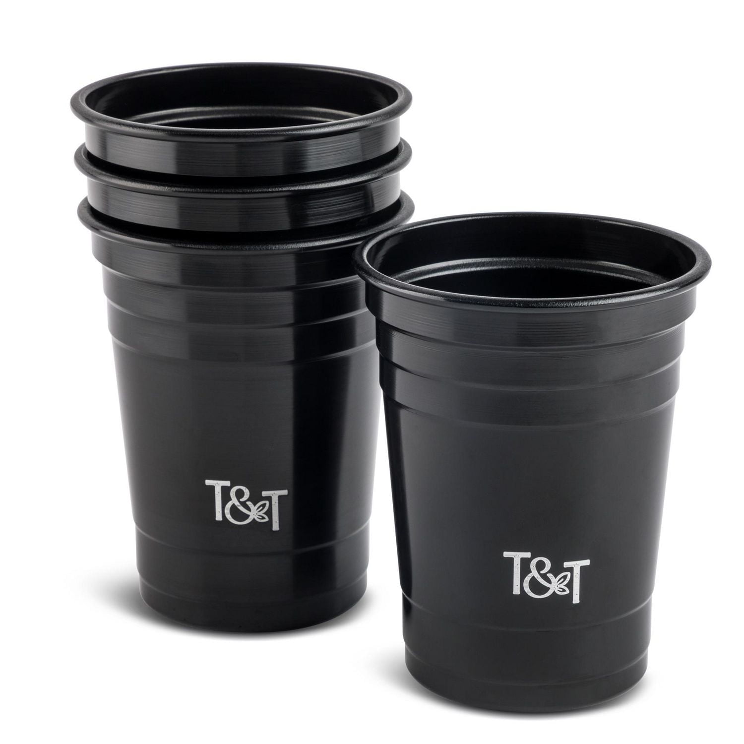 Thyme & Table Cocktail Party Cups, 4 Piece Set, Black, barware