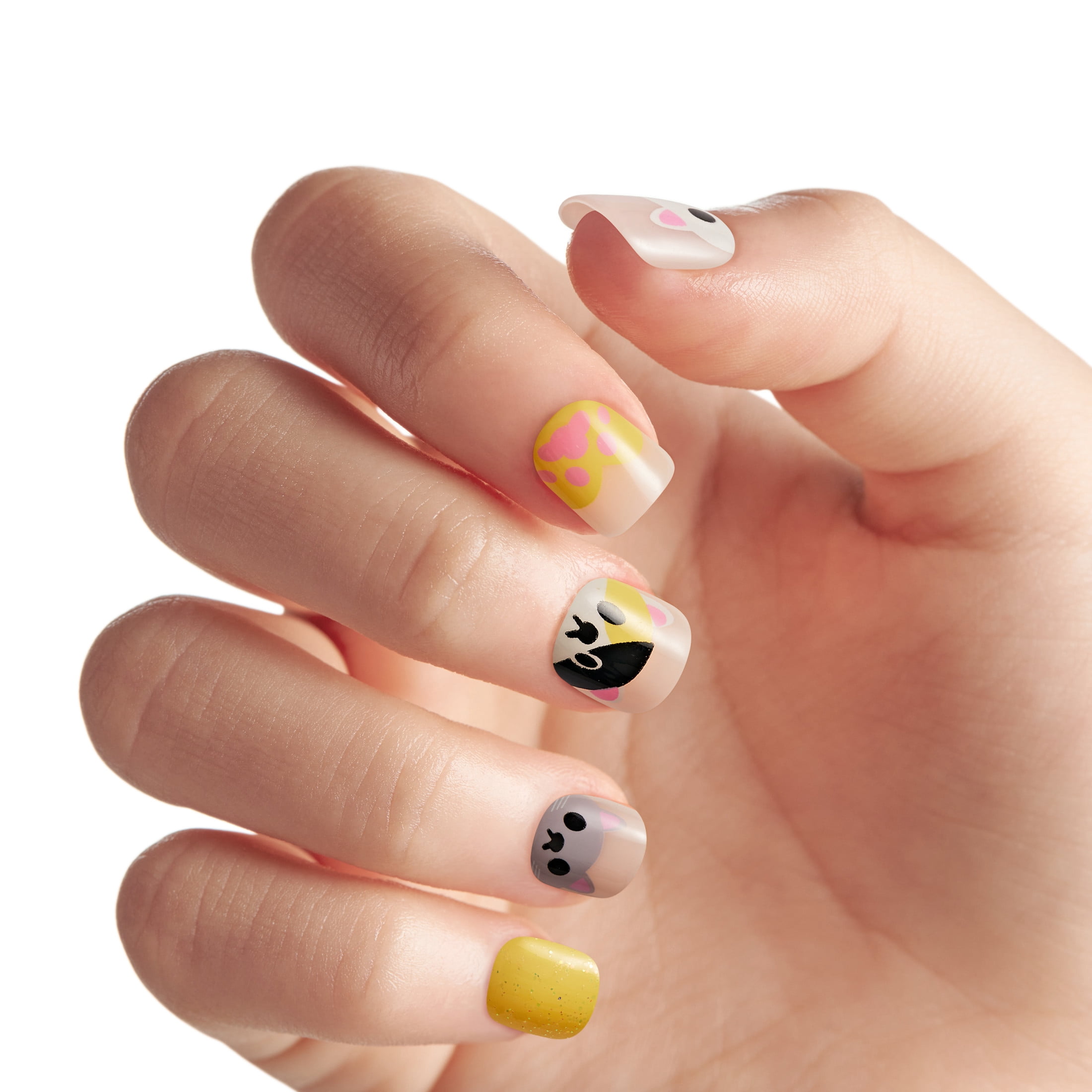 (2 pack) Impress Mini Press On Nails for Kids, ‘Cuddles’, Pink, Squoval, 20 Count