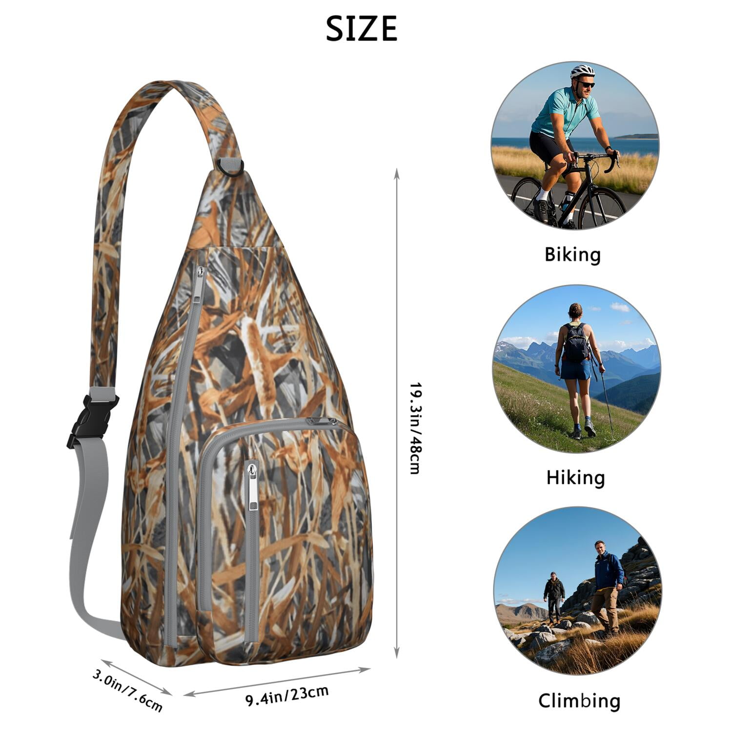 Tactical Camo Chest Bag - Military-Grade Hunting Camouflage Sling Pack, Durable Water-resistant Fanny Pack for Army & Outdoor Use (Woodland/Desert/Jungle Patterns)"