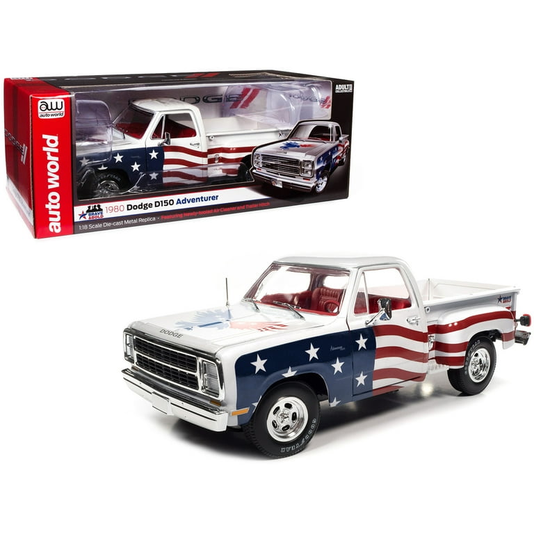 1980 Dodge D150 Adventurer Pickup Truck White with American Flag