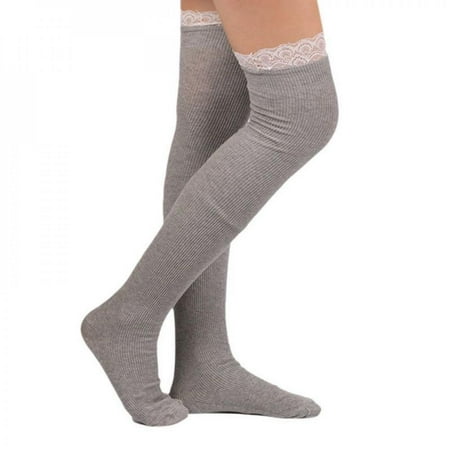 

[BRAND] Final Clear Out!Autumn Winter New Ladies Sweet Lace Edge Stockings High Stockings Knee-Length Socks Cotton Knit Boots Socks