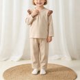 thumbnail image 2 of Faraee Baby Boy Girl Two Piece Outfit Ruffle Shoulder Long Sleeve Top and Pants Set Cotton Solid Color Loungewear Sleepwear for Infant Toddler 6 12 18 24 Months, 2 of 6