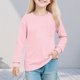 thumbnail image 1 of Cowsor Girl's Crew Neck Solid Color Sweatshirts with No Hood Casual Color Block Long Sleeve Pullover Tops, 1 of 7