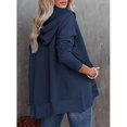 thumbnail image 3 of Femmes Casual Bouton V Sweat à Capuche Pull Oversize avec Poches, 3 of 5
