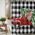 thumbnail image 2 of Christmas Red Truck Shower Curtain, 66" x 72", Xmas Green Tree Black Buffalo Plaid Winter Waterproof Bathroom Curtain Washable Shower Curtain Set with 12 Hooks, 2 of 6