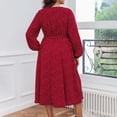 thumbnail image 4 of Ayolanni Polka Dot Womens Holiday Dresses V-Neck Red Cotton Long Sleeve Plus Size Dresses Dresses for Juniors 3x, 4 of 5