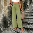 thumbnail image 2 of HNMKIU Pants for Women Elastic High Waisted Loose Fit Relaxed Baggy with Drawstring Waist and Pockets Womens Trousers Green,M, 2 of 9