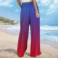 thumbnail image 5 of USNSM Wide Leg Pants for Women Rainbow Colored Drawstring Stretchy Casual Pants Fall Baggy Hiking Palazzo Trousers Hot Pink S, 5 of 5