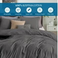 thumbnail image 3 of 500 TC 100% Egyptian Cotton Premium Duvet set Zipper Closur Ultra Soft Durable and Fade Resistant Color Dark Grey Stripe size King, 3 of 6