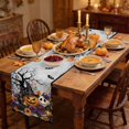 thumbnail image 2 of Halloween Table Runner - 48 Inch Long Fall Pumpkins Spooky Horror Bats Flowers Country Cotton and Linen Blended Dress Scarves Farmhouse Table Runner for Kitchen Dining, Coffee Table, 13" x 48", 2 of 8