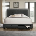 thumbnail image 2 of Queen Bed Frame With Storage, Queen Size Upholstered Bed Frame With 2 Drawers 43.5''/ 47.5''Adjustable Tufted Headboard 600 Lbs Maximum Weight For Bedroom, 2 of 9
