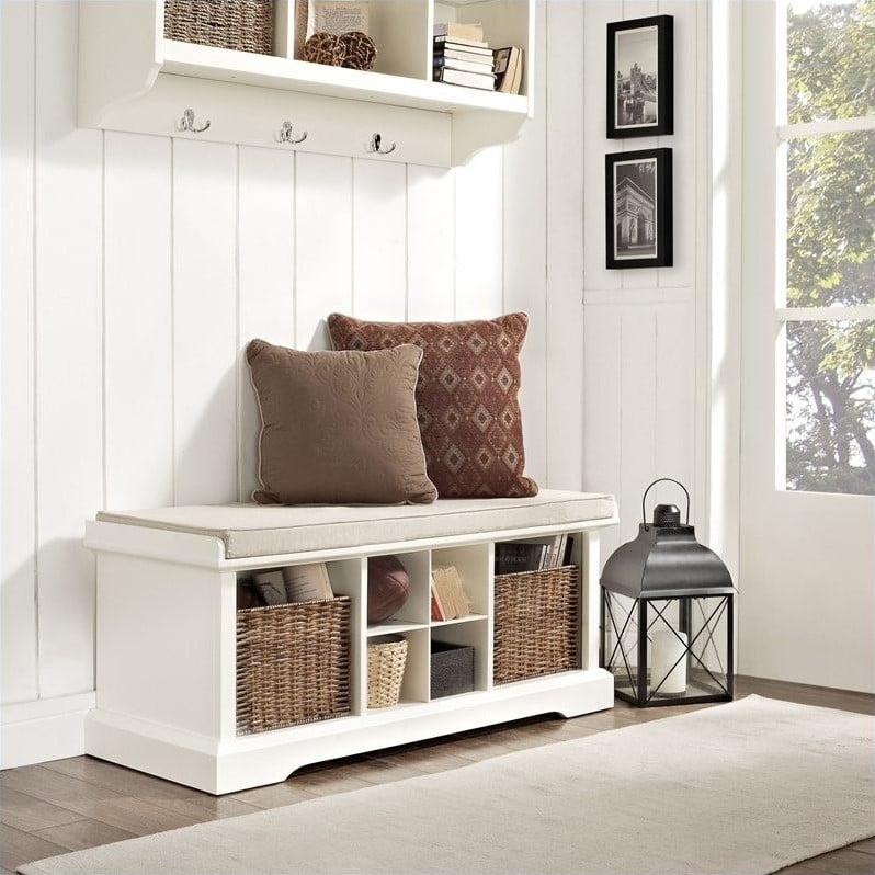 Crosley Brennan Entryway Storage Bench In White