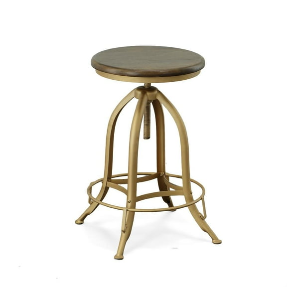 Carolina Classics Ryder Adjustable Metal Stool in Elm and Gold