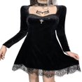 thumbnail image 3 of OUSITAID Robe Mini Gothique Vintage pour Femmes Élégante Taille Haute Croisée Manches Longues Automne Punk m, 3 of 6