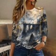 thumbnail image 6 of Womens 3/4 Sleeve Crew Neck Halloween T Shirts Shirts Thanksgiving Autumn Graphic Tee Tops Gray 2XL, 6 of 7