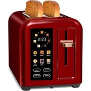Toaster 2 Slice, Touch Control Stainless Toaster LCD Display, 50% Faster Heating Speed, 1.4'' Wide Slots, More Timer Functions, Removable Crumb Tray, 1350W, Dark Metallic