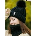 thumbnail image 2 of iHPH7 Hat and Scarf Set Knit Hat Warm Beanie Warm Hat Winter Neck Warmer Skull Cap Hat Scarf Black One Size, 2 of 3