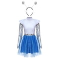 thumbnail image 4 of Aislor Womens Alien Space Cadet Rave Outfits Shiny Tulle Hem Dress with Headwear Blue M, 4 of 7