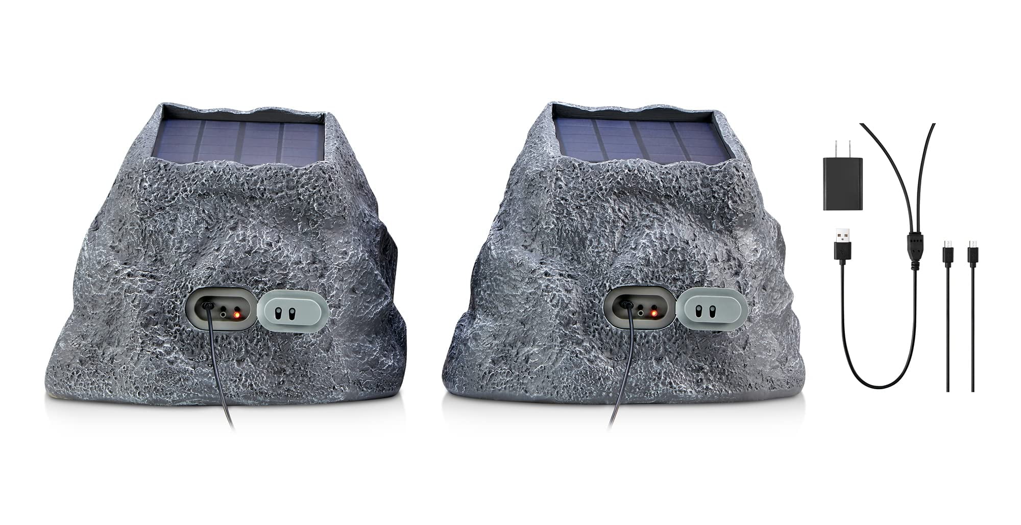 SoundPRO SPS-4000-SL SPS-4000 5-In. 14-Watt-RMS Solar-Rechargeable Bluetooth Multi-Link Nexus Rock Speakers (Slate Gray)