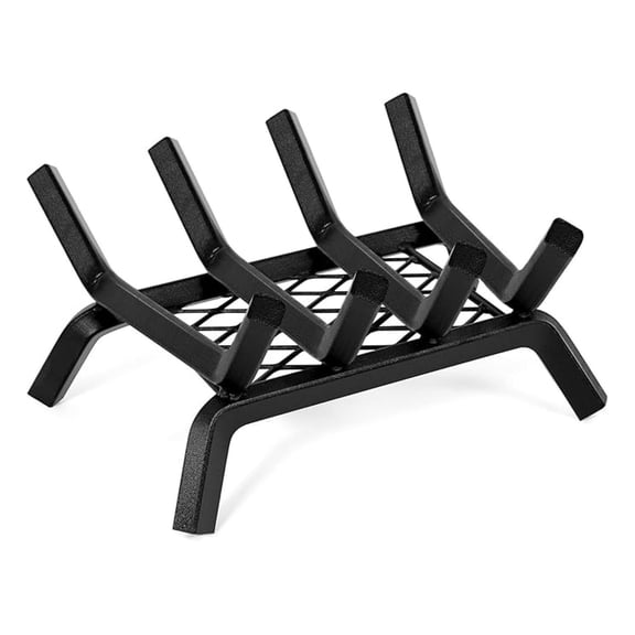 Fireplace Grate 14 Inch - Wood Log Holder Rack, Wrought Iron Firewood Grate for Indoor/Outdoor Fire Pits & Stoves