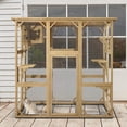 thumbnail image 5 of Catio Outdoor Cat Enclosures Walk in, Cat Kennel Kitten Wooden Cage, Large Activity Space with 5 Activity Platforms and Sleeping Room Weather Protection Asphalt Roof (Wood Color, Large), 5 of 9