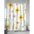 thumbnail image 5 of Yellow Daisy Flowers Leaf Shower Curtain, Simple Style Watercolor Nature Waterproof Shower Curtain Set with 12 Hooks Lightweight Washable Fabric Shower Curtains for Bathroom 72x84 Inches, 5 of 6